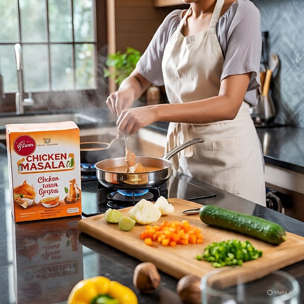 चिकन आणि मटण मसाला याचं नाव आणि त्याच्या पाकिटावर असलेला नॉनव्हेजचा फोटो. त्यामुळे या मसाल्यात थोडे नॉनव्हेज घटक असावेत असं अनेकांना वाटतं. (AI Generated Image)
