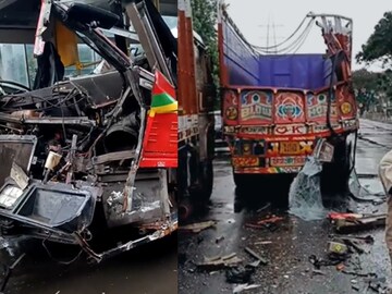 बसचा चक्काचूर, रस्त्यावर काचांचा सडा! बेस्ट बसची ट्रकला धडक,  मुंबई हादरली