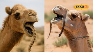 camel swallows snake