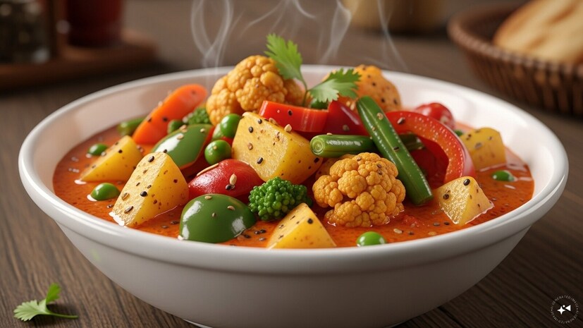 मिक्स व्हेजिटेबल करी : ऋतुनुसार मिळणाऱ्या भाज्या एकत्र करून कमीत कमी तेलात शिजवल्या की त्यातील फायबर, जीवनसत्त्वं आणि अँटिऑक्सिडंट्स पचनास मदत करतात.