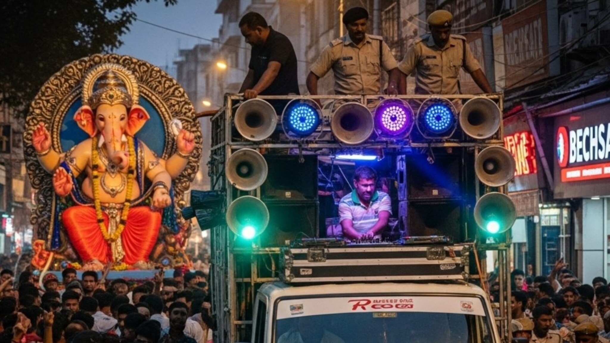 साताऱ्यात गणेश मिरवणुकीत 'डीजे'चा वाढला आवाज, पोलिसांनी केली एंट्री; मग पुढे नेमकं घडलं काय? 