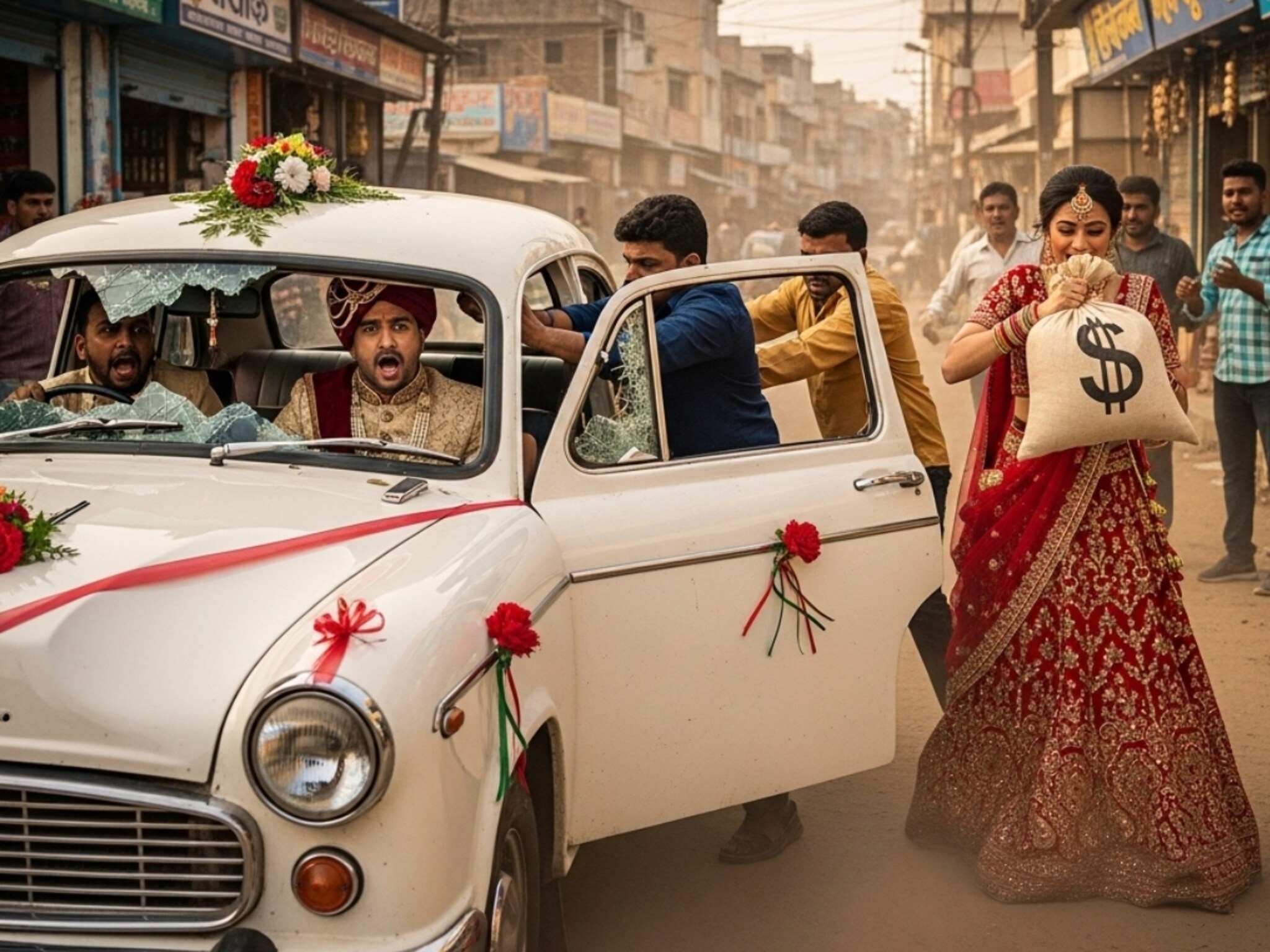 1.80 लाख देऊन केले लग्न; टोळीने नवऱ्याच्या गाडीवर हल्ला, 35000 बॅग घेऊन नवरीने..