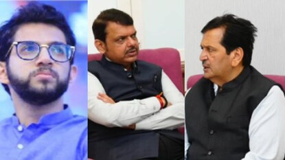 आदित्य ठाकरे-देवेंद्र फडणवीस-मंगल प्रभात लोढा