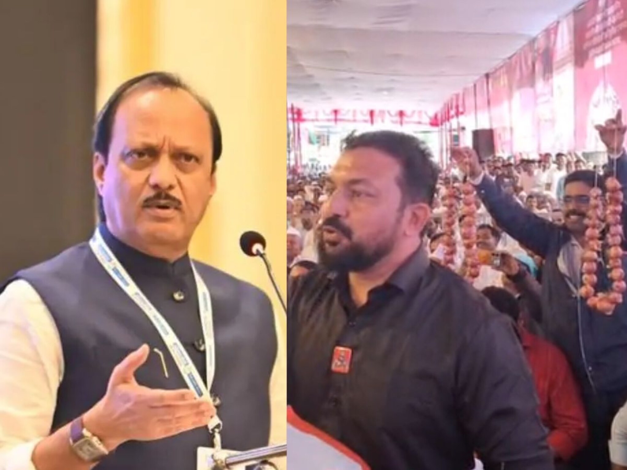 VIDEO : 'कांद्यावर बोला...' अजित पवारांना भाषण करतानाच अडवलं,संभाजी ब्रिगेडचा तु