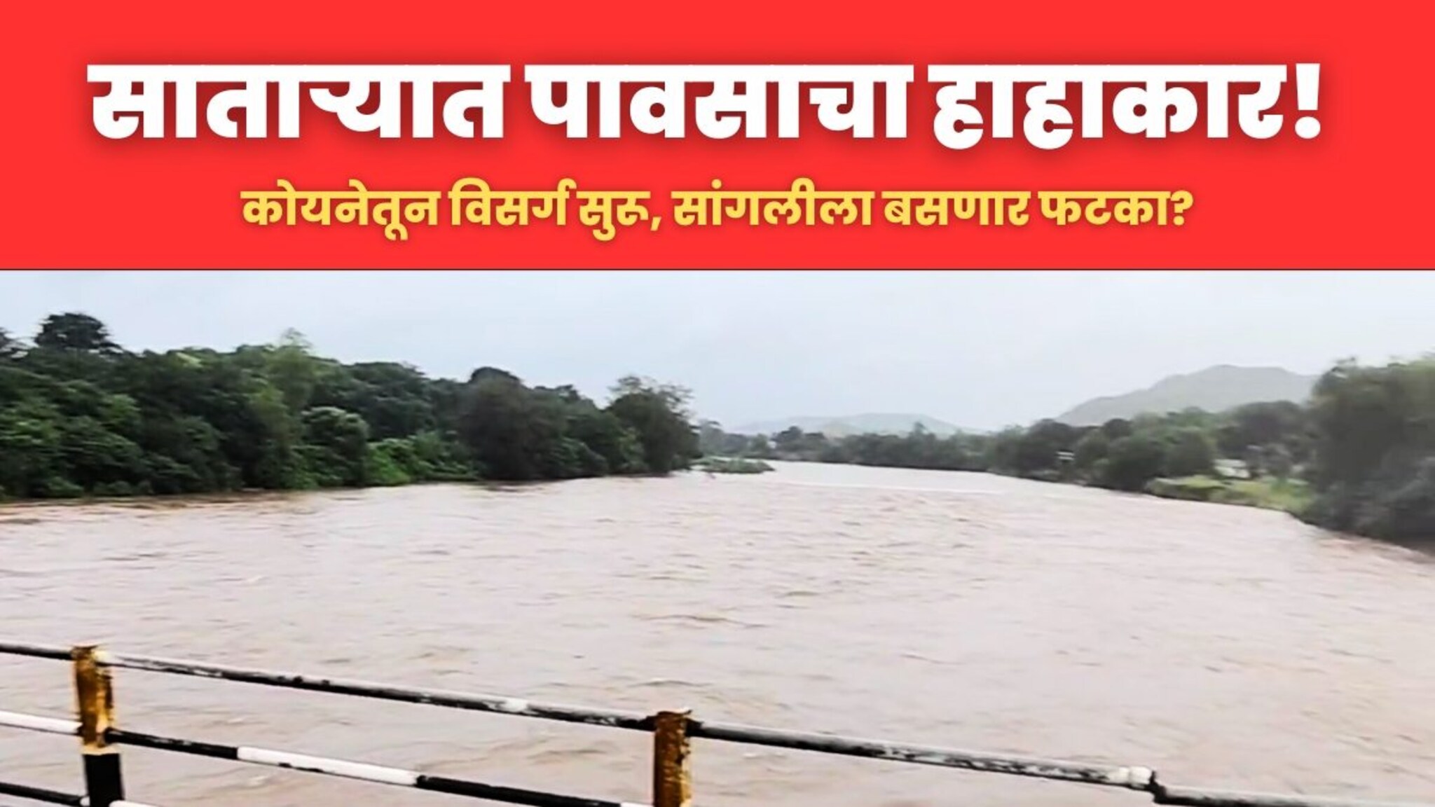 पावसाचा कहर! सातारा जिल्ह्यात रेड अलर्ट, कोयनेतून वाढला पाण्याचा विसर्ग; सांगलीला बसणार फटका? 