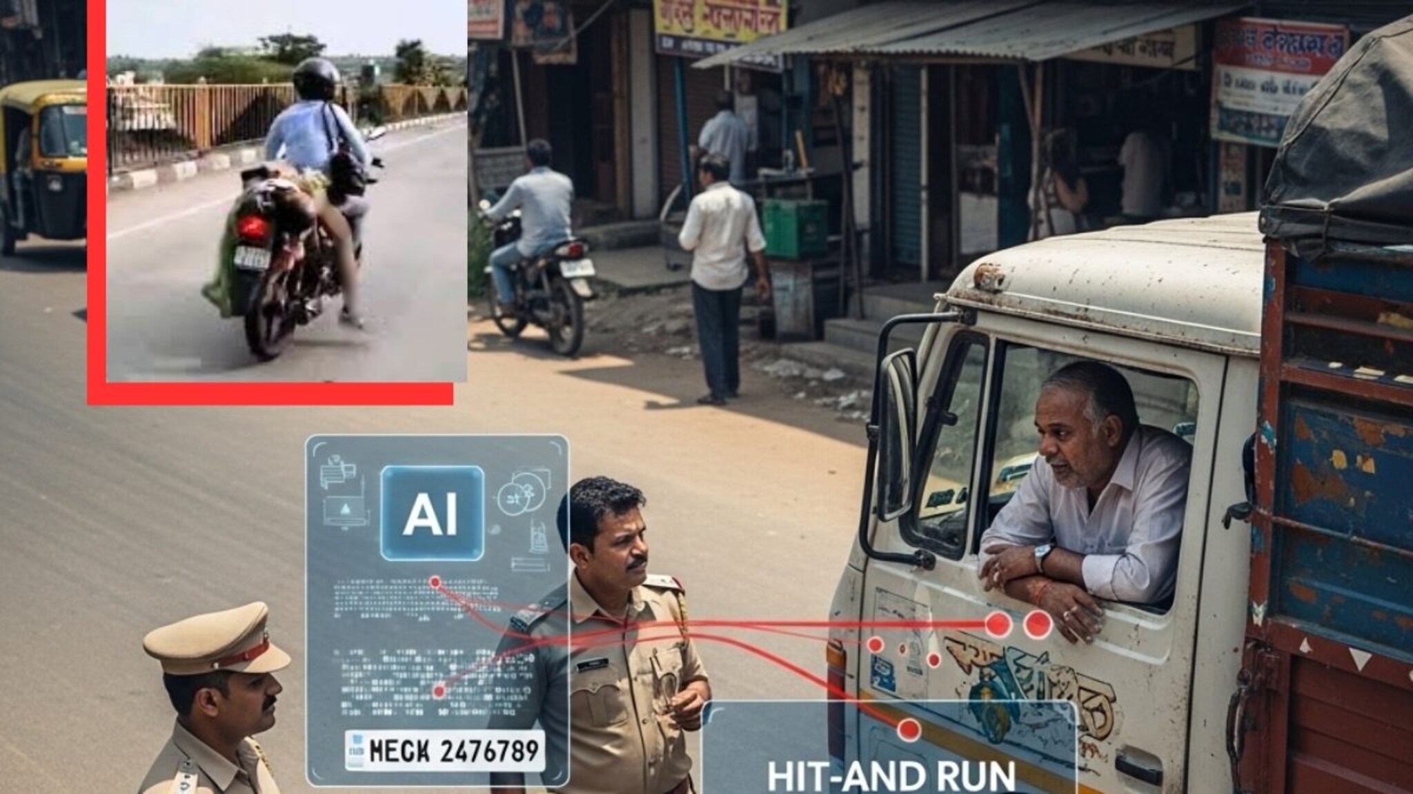 AI ने पकडला 'तो' ट्रकचालक! पत्नीचा मृतदेह दुचाकीला बांधून नेणाऱ्या पतीला...