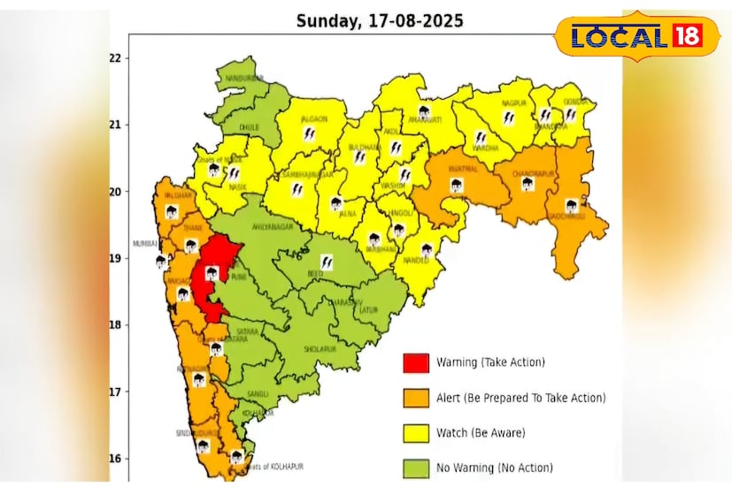 बंगालच्या उपसागरातील कमी दाब प्रणालीमुळे राज्यभर पावसाचा जोर वाढत आहे. आज 17 ऑगस्ट रोजी पुणे जिल्ह्याच्या घाटमाथ्यावर मुसळधार पावसामुळे धोक्याचा रेड अलर्ट दिला आहे. तर कोल्हापूर आणि सातारा घाटमाथा परिसरात देखील अतिमुसळधार पावसाचा अंदाज आहे. पश्चिम महाराष्ट्रातील हवामान अंदाज जाणून घेऊ. 