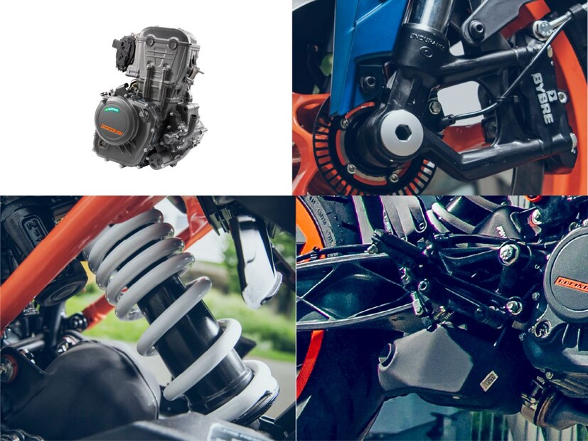  नवीन काय? -KTM Duke 160 ही स्प्लिट ट्रेलिस फ्रेमवर तयार केली आहे.  KTM Duke 160 मध्ये WP Apex फ्रंट फोर्क आणि मोनोशॉक सस्पेंशन दिले आहे. ब्रेकिंग पॉवर 320mm फ्रंट डिस्क आणि 230mm रिअर डिस्क ब्रेक्स आहे.