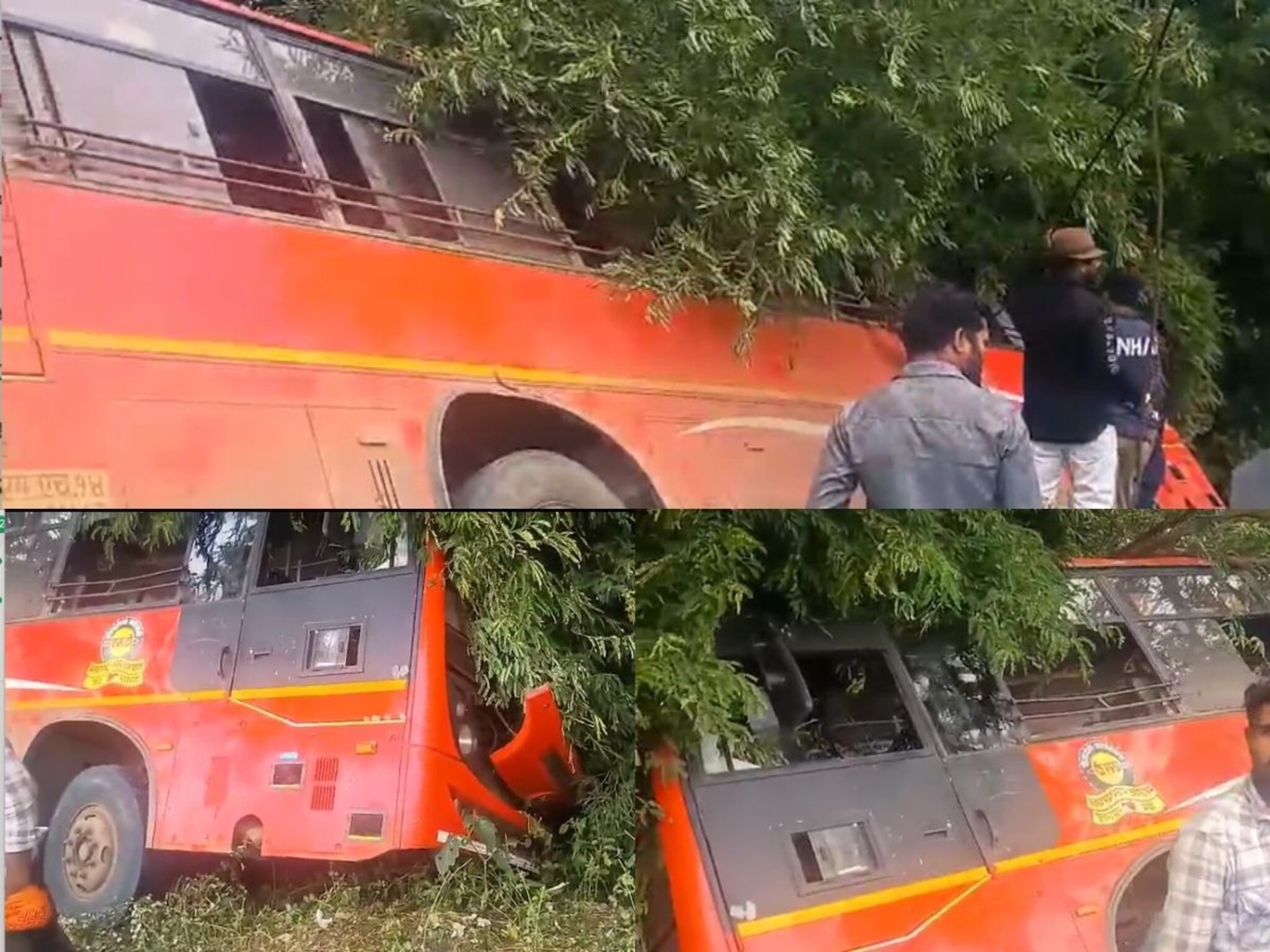 चालकाला डुलकी लागली अन् घात झाला, एसटी बस थेट...मुंबई -आग्रा महामार्गांवर भीषण अ