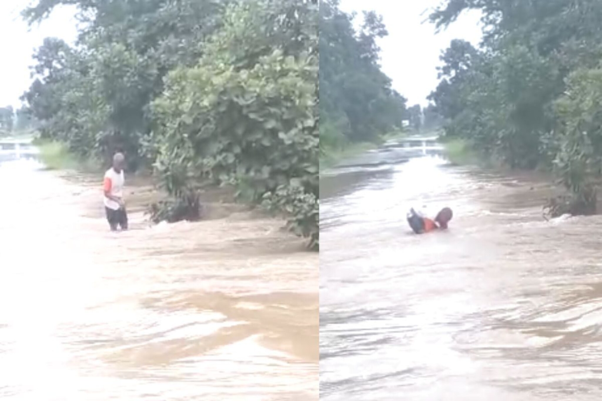 वय 60 अन् पाण्याशी पडली गाठ, आजोबा वाहून गेले पण नशिबाने दिली साथ, VIDEO