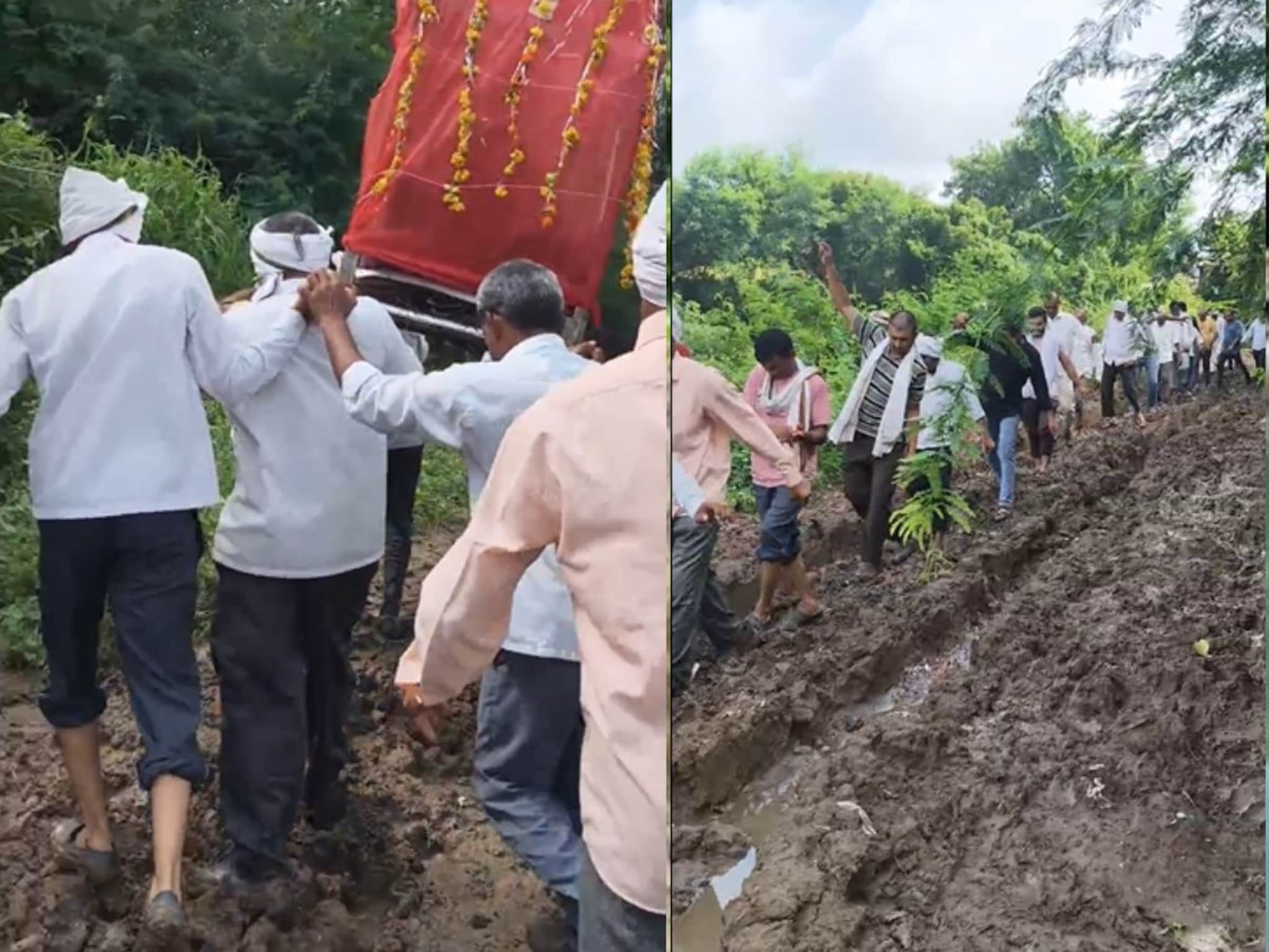 मरणानंतरही नरक यातना! चिखल तुडवत काढावी लागली अंतयात्रा, जळगावमधील धक्कादायक प्र