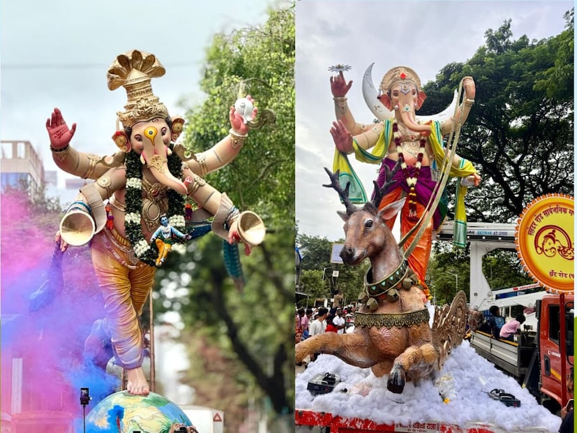 महाराष्ट्रात गणेशोत्सव मोठ्या उत्साहात साजरा केला जातो. मुंबईचा गणेश उत्सव तर संपूर्ण जगभरात प्रसिद्ध आहे. आता अवघ्या काही दिवसांत बाप्पांचं आगमन होणार आहे. मुंबईत विविध गणेश मंडळांची तयारीसाठी लगबग दिसत आहे. 5 प्रसिद्ध गणपती मंडळांच्या बाप्पांची पहिली झलक पाहू.  महाराष्ट्रात गणेशोत्सव मोठ्या उत्साहात साजरा केला जातो. मुंबईचा गणेश उत्सव तर संपूर्ण जगभरात प्रसिद्ध आहे. आता अवघ्या काही दिवसांत बाप्पांचं आगमन होणार आहे. मुंबईत विविध गणेश मंडळांची तयारीसाठी लगबग दिसत आहे. 5 प्रसिद्ध गणपती मंडळांच्या बाप्पांची पहिली झलक पाहू.