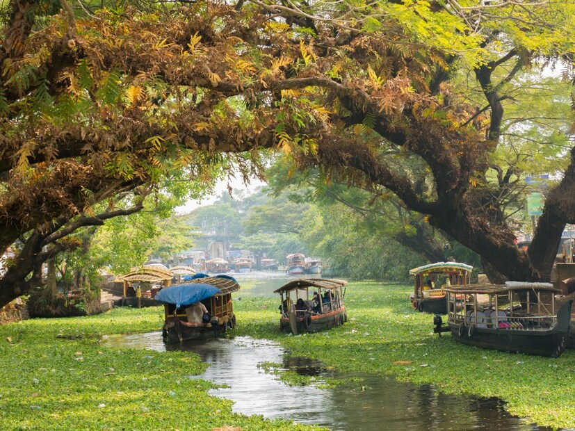 अलेप्पी (केरळ) – हाऊसबोट सफर आणि बॅकवॉटर्सकेरळची बॅकवॉटर्स सफर आणि हाऊसबोटवरची रोमँटिक नाईट स्टे हा एक वेगळाच अनुभव आहे. हिरवाईने नटलेले मार्ग, शांत पाण्याचं सौंदर्य आणि पारंपरिक केरळ खाद्यपदार्थ हे सगळं प्रेमाला नवा अर्थ देतं.