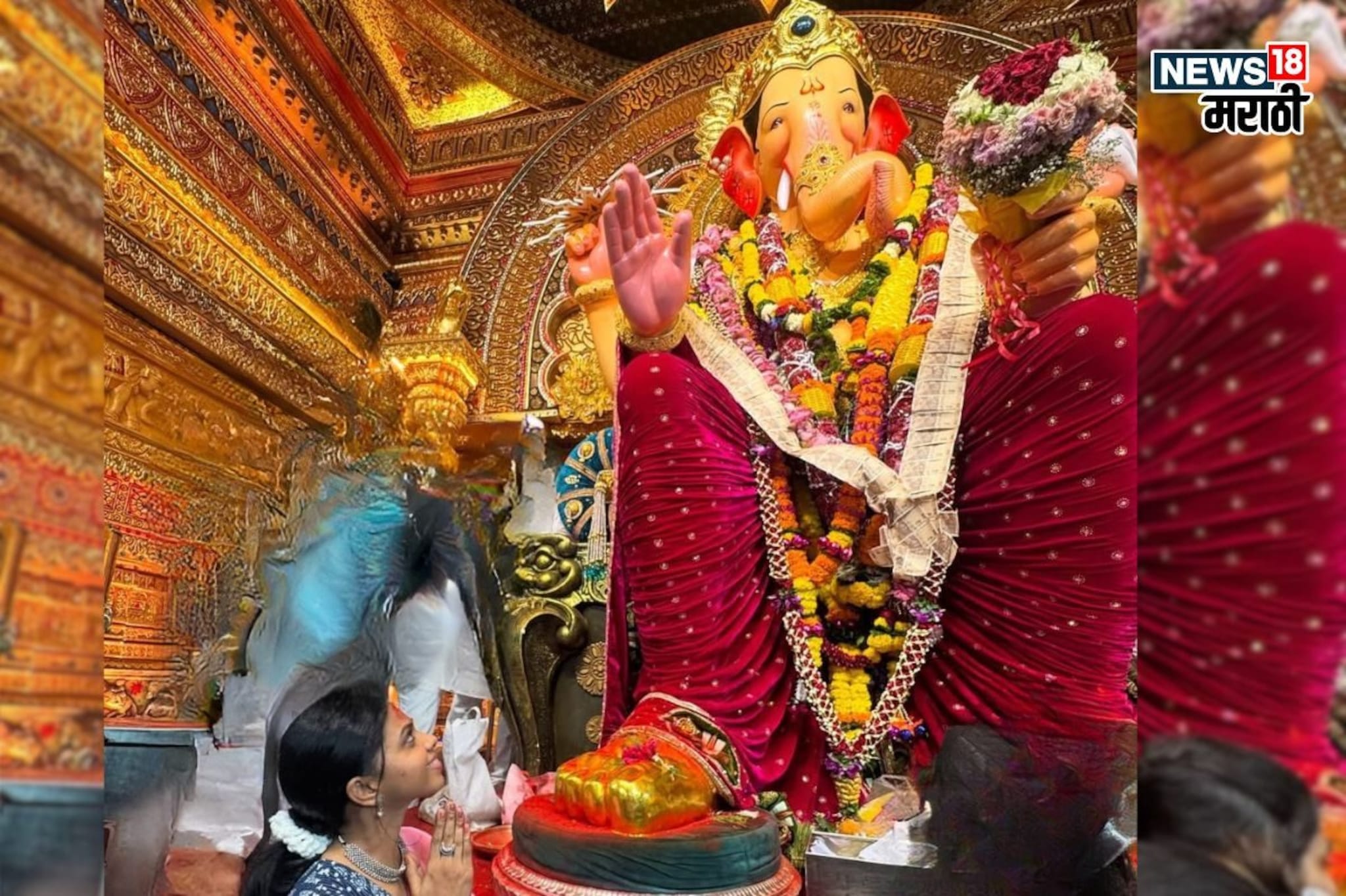 पहिल्यात दिवशी लालबागच्या राजाला पोहोचली मराठमोळी अभिनेत्री, PHOTO