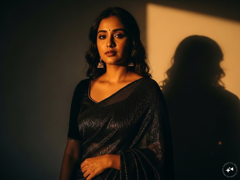 क्लासिक ब्लॅक साडी प्रॉम्प्ट ( Classic Black Saree Prompt)