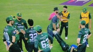 Faheem ashraf trying Rishabh Pant trick Faheem ashraf trying Rishabh Pant trick