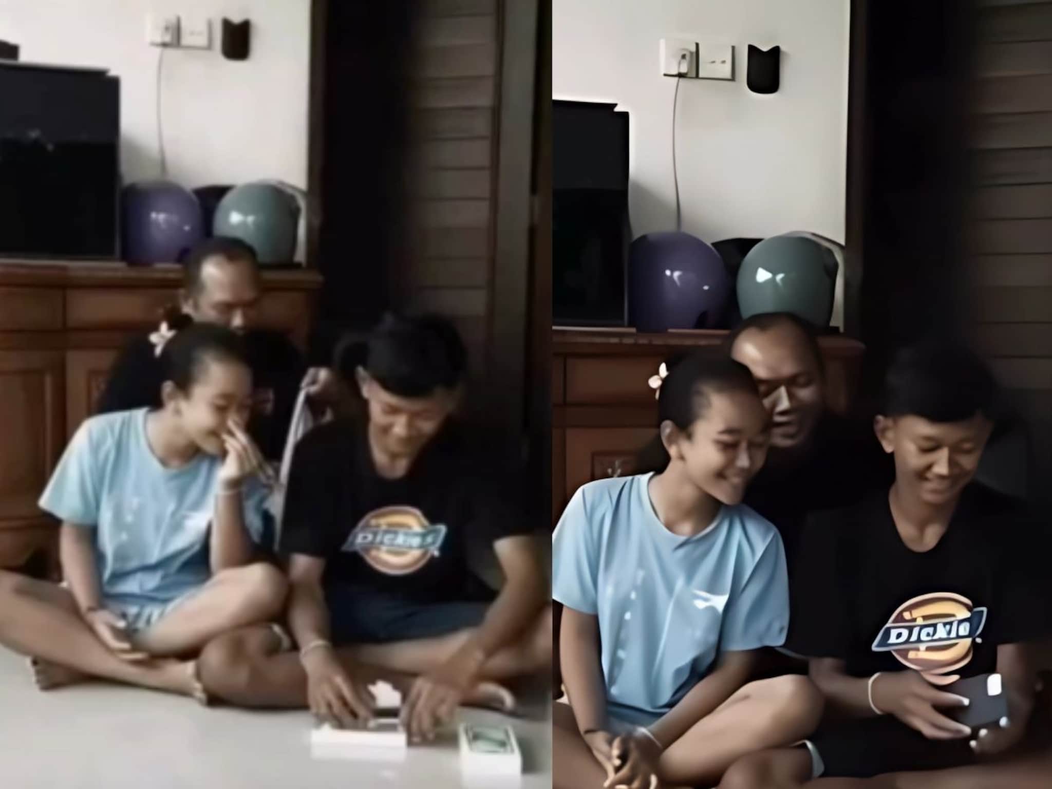 VIDEO : वडिलांनी फक्त मुलाला दिला iPhone, मुलगी बिच्चारी पाहतच राहिली, शेवट हृदयस्पर्शी