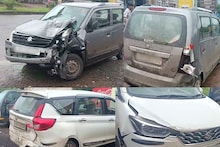मुंबई गोवा महामार्गावर चार वाहनांचा विचित्र अपघात, गाड्यांचा झाला चक्काचूर, हादर