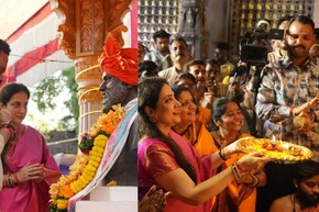 आधी आनंद दिघेंच्या पुतळा नंतर देवीची आरती, रश्मी ठाकरेंचे ठाण्यातील PHOTOS