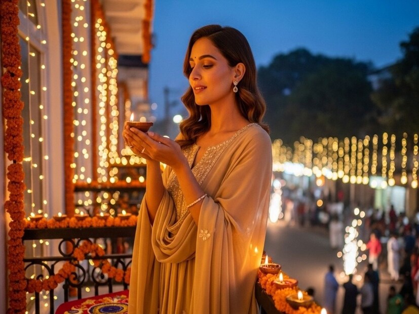 शिफॉन किंवा जॉर्जेट ड्रेसेस : शिफॉन किंवा जॉर्जेट सारख्या हलक्या आणि फ्लोइ फॅब्रिकपासून बनवलेले ड्रेसेस दिवाळीसाठी सुंदर दिसतात. हलक्या सोनेरी, गुलाबी किंवा निळ्या शेड्समधील ड्रेसेस पार्टी आणि फंक्शन्स दोन्हीसाठी आकर्षक लूक तयार करतात. हा लूक कमीत कमी दागिन्यांसह आणखी स्टायलिश बनवला जातो.