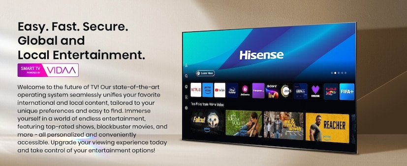 हा Hisense 108 सेमी (43-इंच) E7Q मालिका 4K अल्ट्रा एचडी स्मार्ट QLED टीव्ही आहे. तो काळ्या रंगात उपलब्ध आहे. रिझोल्यूशन खूप चांगले आहे. कारण तो 4K अल्ट्रा एचडी (3840 x 2160) आहे. चित्रपट पाहताना तुम्ही थिएटरमध्ये असल्यासारखे वाटते. 60Hz रिफ्रेश रेट आणि 120Hz HSR डोळ्यांना आराम देतात. शिवाय, यात 178 डिग्रीचा वाइड व्यूइंग अँगल आहे. जो आजूबाजूच्या प्रत्येकासाठी स्पष्ट दृश्यमानता सुनिश्चित करतो. पिक्चर मोडमध्ये डायनॅमिक, स्टँडर्ड, स्पोर्ट्स, पीसी, गेम, एनर्जी सेव्हिंग, सिनेमा आणि फिल्ममेकर यांचा समावेश आहे.