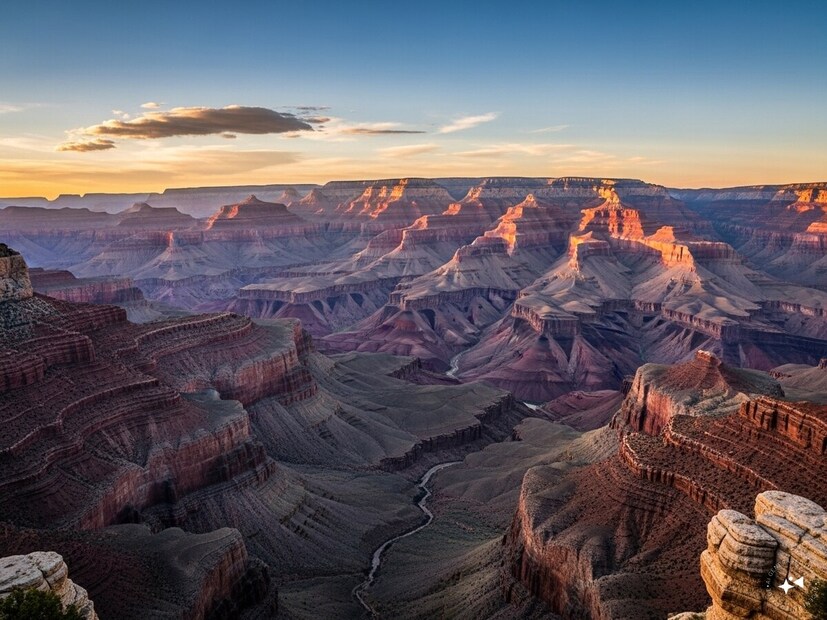 ग्रँड कॅन्यन, यूएसए : यावापाई किंवा डेझर्ट व्ह्यू पॉईंटवरून ग्रँड कॅन्यन सूर्यास्त पाहणे, हा एक अनुभव आहे. सूर्य मावळताच खडकांवर लाल, जांभळा आणि सोनेरी रंग चमकतात. दृश्य इतके विशाल आणि रंगीत असते की शब्दात वर्णन करता येत नाही.