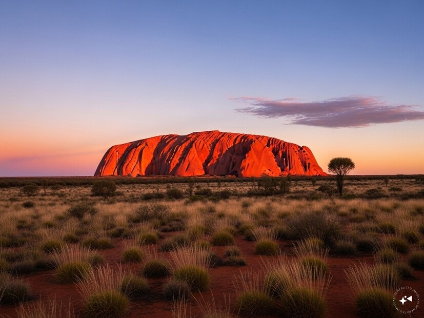 उलुरु (आयर्स रॉक), ऑस्ट्रेलिया : वाळवंटाच्या मध्यभागी उभा असलेला हा भव्य खडक सूर्यप्रकाशात हळूहळू लाल होतो. संध्याकाळी त्याचे दृश्य इतके शांत आणि सुंदर असते की, असे वाटते जणू संपूर्ण पृथ्वी श्वास रोखून पाहत आहे. स्थानिक लोक याला पवित्र मानतात, म्हणून आदराने हा अनुभव घ्या.
