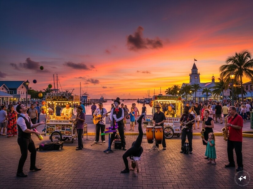 मॅलोरी स्क्वेअर, की वेस्ट, यूएसए : येथील सूर्यास्ताचे उत्सव जगप्रसिद्ध आहेत. सूर्यास्त होताच, रस्त्यावरील कलाकार, संगीतकार आणि कलाकार रस्त्यावर उतरून उत्सव साजरा करतात. हा फक्त सूर्यास्त नाही तर एक संपूर्ण उत्सवाचा मूड आहे जो सर्वांना आनंद देतो.