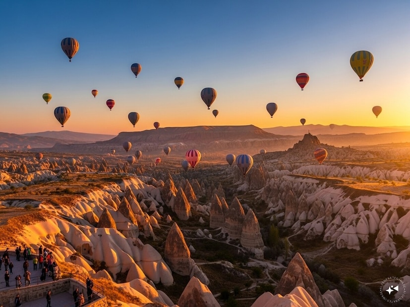 कप्पाडोसिया, तुर्की : जसे फुग्यांनी भरलेले आकाश हळूहळू रंग बदलते आणि खालील दऱ्या सोनेरी प्रकाशाने चमकतात, तसतसे कप्पाडोसिया स्वप्नभूमीसारखे वाटते. रेड व्हॅली किंवा उचिसार किल्ल्याचे दृश्य सर्वात नेत्रदीपक आहे.