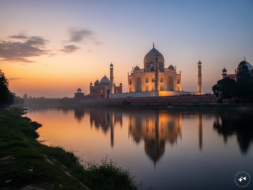 ताजमहाल, आग्रा भारत : संध्याकाळी ताजमहाल फिकट गुलाबी आणि सोनेरी छटांनी भरून जातो. मेहताब बागेतून पाहिले तर त्याचे प्रतिबिंब यमुना नदीत चमकते. या शांत परिसरामुळे आणि कमी गर्दीमुळे तुम्हाला ताजचे सौंदर्य एका नवीन दृष्टिकोनातून पाहता येते.