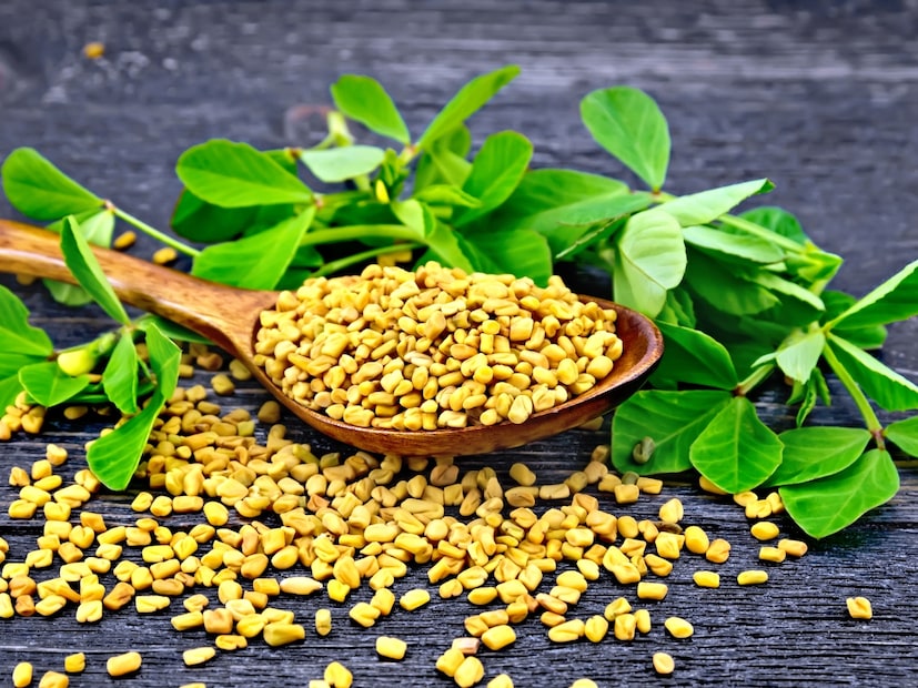  मेथीचे दाणे (Fenugreek seeds) : मेथीचे दाणे मधुमेह नियंत्रणात ठेवण्यासाठी सर्वात सोपे घरगुती उपाय मानले जातात. यात विद्रव्य फायबर (soluble fiber) असते, जे रक्त शर्करा नियंत्रित करण्यास मदत करते. मेथीचे दाणे रात्रभर भिजवून सकाळी उपाशी पोटी खाणे अत्यंत फायदेशीर (extremely beneficial) ठरते.