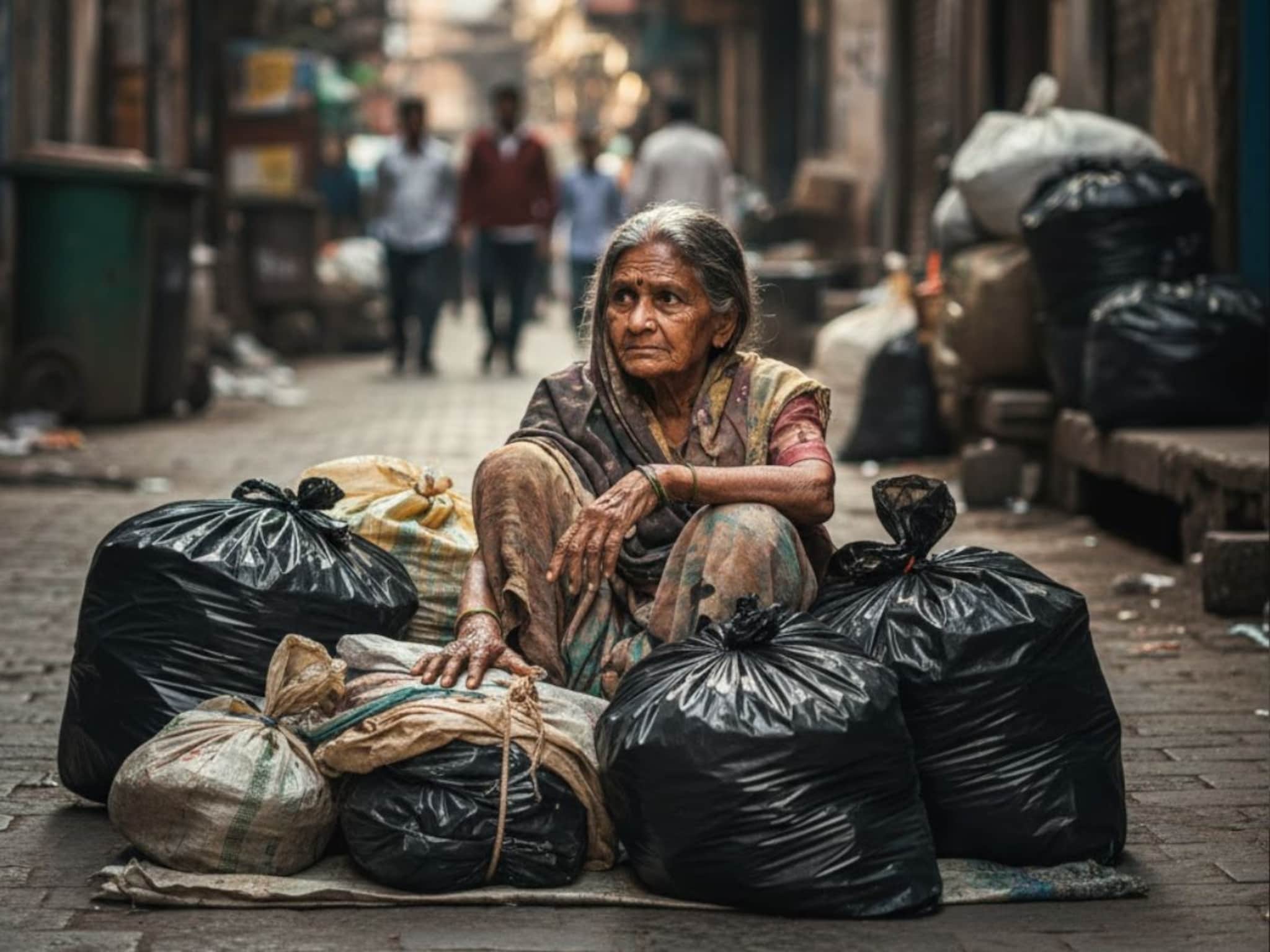 बाहेरुन पाहताना ती फक्त कचऱ्याची पिशवी, पण उघडून पाहिलं तेव्हा सगळेच हादरले; भिकारी महिलेकडे असं काय सापडलं?