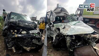 कुत्र्याला वाचवताना दोन वाहनांचा भीषण अपघात, कारचा चक्काचूर, 4 ठार, सोलापूर-हैदराबाद महामार्गावरील घटना