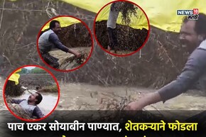 5 एकरवरचं सोयाबीन पाण्यात, लातूरच्या सुरेश यांचा हृदय पिळवटून टाकणारा आक्रोश