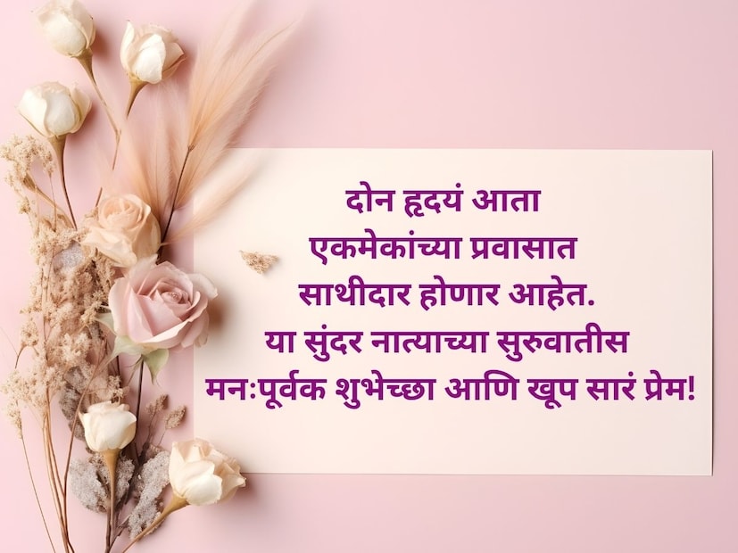 दोन हृदयं आता एकमेकांच्या प्रवासात साथीदार होणार आहेत… या सुंदर नात्याच्या सुरुवातीस मनःपूर्वक शुभेच्छा आणि खूप सारा प्रेम!