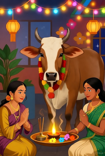 पुराणांनुसार, गाईच्या शरीरात 33 कोटी देवतांचा वास आहे. म्हणून गाईला विश्वाची माता असंही संबोधलं जातं. गोधनपूजनाच्या वेळी जीवो जीवस्य जीवनम् या तत्वाचा प्रत्यय येतो.