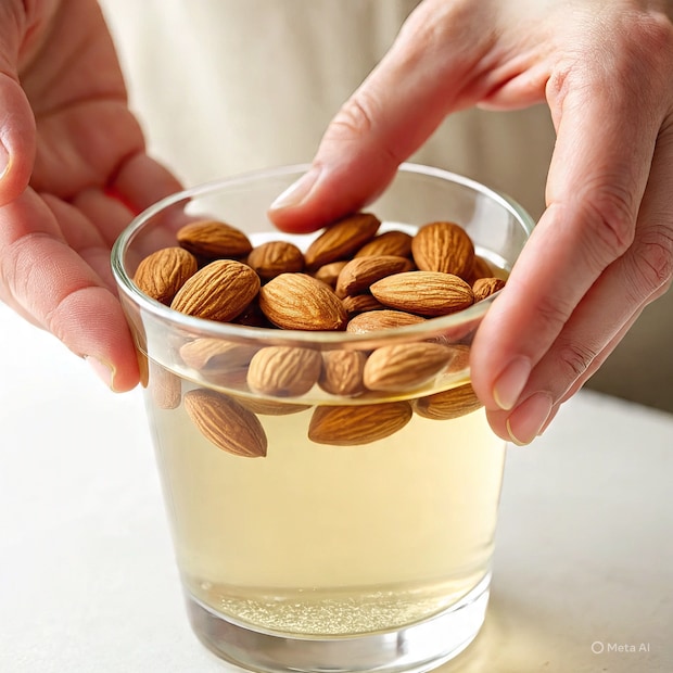 कसा, कधी आणि किती खावा?बदाम खाण्याची योग्य वेळ म्हणजे सकाळी उपाशी पोटी खावेत. म्हणजे अगदी उठल्या उठल्या बदाम खाल्लेलं उत्तम.
पण त्यासाठी रात्री पाण्यात बदाम भिजत ठेवावे आणि साल काढून सकाळी खावे. यामुळे बदामचे आपल्याला असंख्य फायदे मिळतात, शिवाय पचनासाठी सुलभ होते. पण बदामला चांगल्याप्रकारे चावणे हेही महत्त्वाचं आहे. त्यामुळे दात आणि हिरड्यांना नुकसान नाही आणि पोषक तत्वांचा उत्तम शोषण होतो.