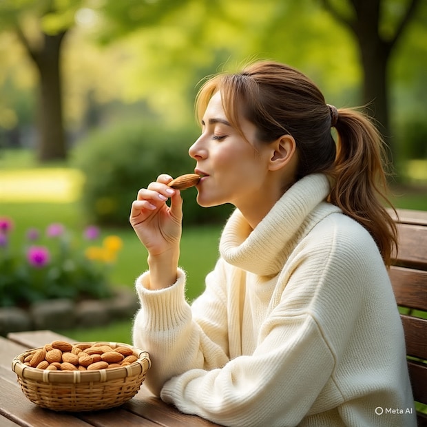 कोणत्या गोष्टींवर लक्ष द्यावे?शरीरासाठी चांगलं म्हणून सरसकट खाऊ नये. बदामात ऊर्जा (कॅलॉरी) जास्त असू शकतात, त्यामुळे प्रमाणात खाणं महत्त्वाचं आहे. 
तसेच, भिजवलेल्या किंवा शुद्ध पध्दतीने तयार केलेल्या बदामांचा वापर करा. खराब नट्समुळे समस्या होऊ शकतात.
जर आपण रक्तपात किंवा विशिष्ट रक्तदाबाचे औषध घेत असाल, किंवा पचनसंवाद संबंधित समस्या असतील, तेव्हा डॉक्टरशी चर्चा करा आणि सल्ला घ्या.
