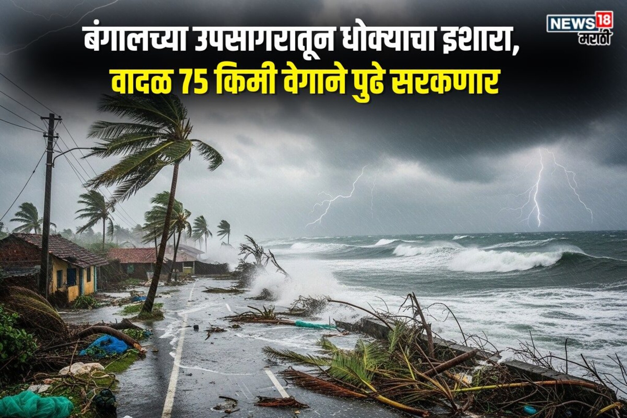 24 तासांत हवामानात होणार मोठे बदल, 75 KM वेगानं घोंगावतंय चक्रीवादळ
