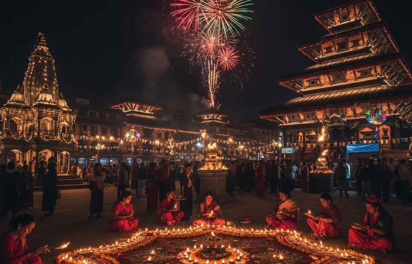 नेपाळ: हा पाच दिवसांचा सण नेपाळमध्येही साजरा केला जातो. या देशात दिवाळीला तिहार म्हणतात. प्रथम कावळ्यांची पूजा केली जाते, त्यानंतर कुत्र्यांची आणि नंतर गायींची. मुख्य दिवशी देवी लक्ष्मीची पूजा केली जाते. नेपाळमध्ये भाऊ दूजला भाई टीका म्हणून ओळखले जाते.