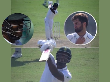  kagiso rabada hit shaheen Afridi straight six 