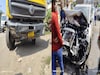 Toyota ची टँकसारखी 'मिनी फॉर्च्युनर' डंपरला धडकली, इंजन फुटलं, आग लागली; पण सगळे