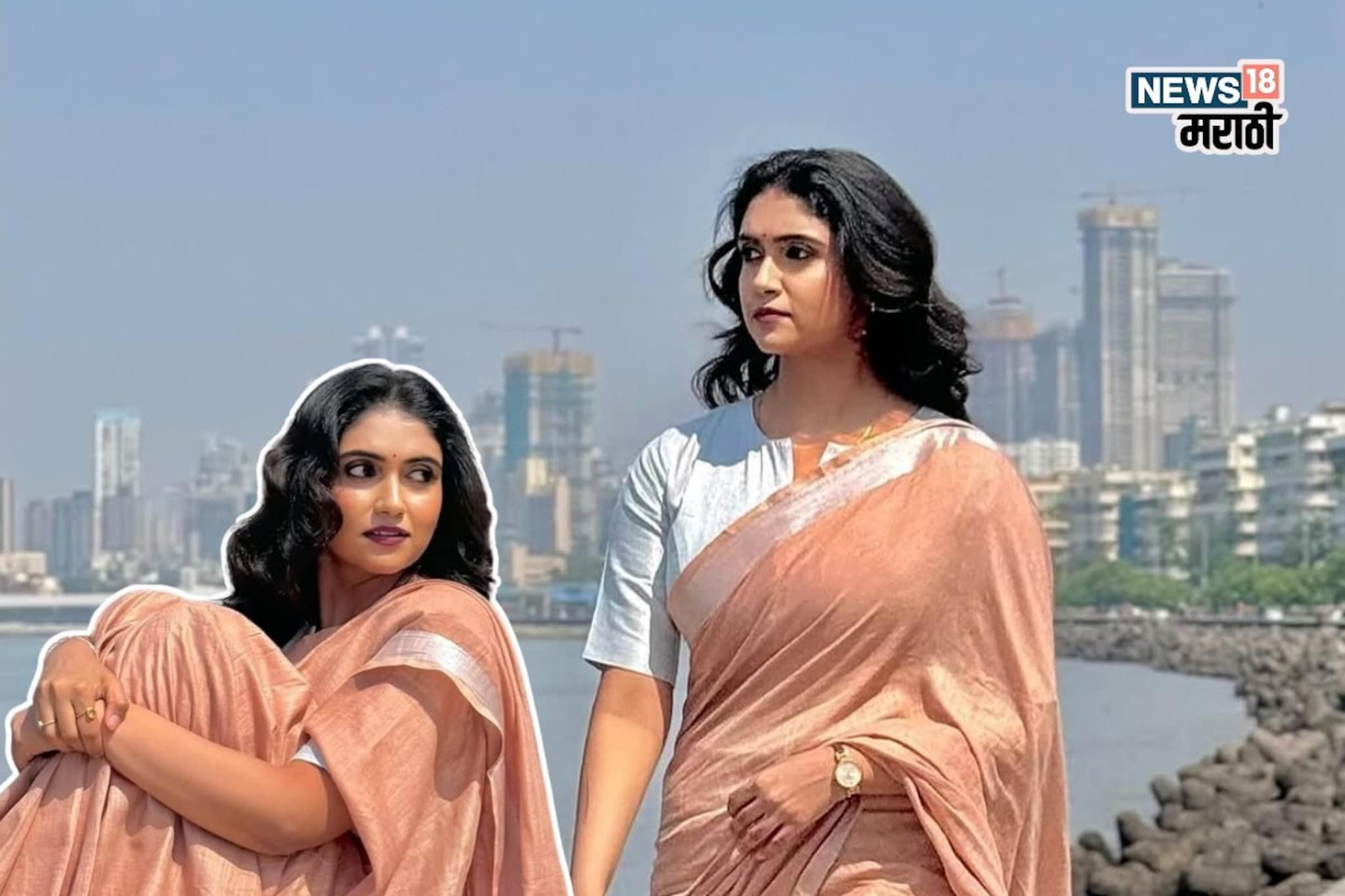 मरीन ड्राईव्हवर रिंकूचं फोटोशूट, साडी नेसून दिल्या 'किलर' पोझ; PHOTOS