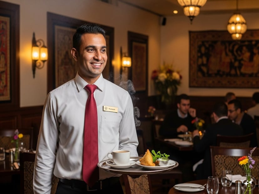 म्हणजे  रेस्टॉरंट ग्राहकांना वेटरचा ड्रेस देतं आणि ग्राहक वेटर बनून कर्मचाऱ्यांना जेवण वाढवतात.याचा अर्थ कर्मचारी बसून जेवतात, तर ग्राहक सेवा देतो