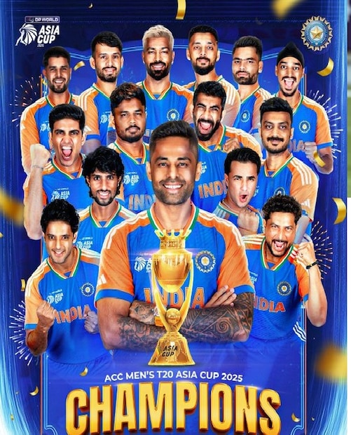 टीम इंडिया- आयुष म्हात्रे (कॅप्टन), वैभव सूर्यवंशी, विहान मल्होत्रा (व्हाइस कॅप्टन), वेदांत त्रिवेदी, अभिज्ञान कुंडू (विकेटकीपर), हरवंश सिंग (विकेटकीपर), युवराज गोहिल, कनिष्क चौहान, खिलन ए. पटेल, नमन पुष्पक, डी. दीपेश, हेनिल पटेल, किशन कुमार सिंग, उदव मोहन, अॅरोन जॉर्ज.