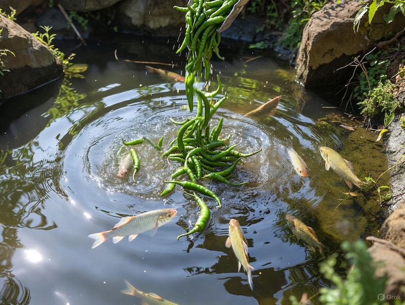 आता मासे म्हणजे कित्येक लोक ते खातात आणि मिरची खायला घातलेले मासे सामान्य माशांच्या तुलनेत सॉफ्ट असतात आणि त्यांची चवही चांगली असते, असं सांगितलं जातं आहे. माशांना अशी मिरची खायला कुठे घातली जाते तर हा प्रकार चीनमधील आहे. मीडिया रिपोर्टनुसार हुगांग प्रांतातील चांग्शामध्ये हे तलाव आहे, जिथल्या माशांना हे मिरचीचं खाद्य दिलं जातं आहे. (सर्व फोटो : AI Generated)