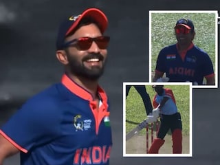 Dinesh Kartik takes wicket on 2nd ball against Kuwait Dinesh Kartik takes wicket on 2nd ball against Kuwait