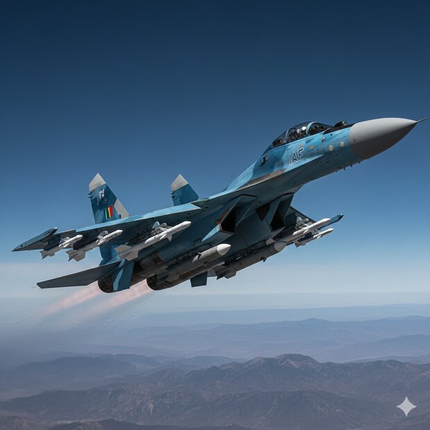 1. सुखोई Su-30MKI (Sukhoi Su-30MKI): आकाशातील 'रणगाडा'मूळ देश: रशिया (भारत-रशिया संयुक्त उत्पादन)

वैशिष्ट्ये:
मल्टी-रोल फायटर: हे विमान हवेतून हवा (Air-to-Air) आणि हवेतून जमीन (Air-to-Surface) अशा दोन्ही प्रकारच्या हल्ल्यांसाठी सक्षम आहे. याची मारक क्षमता आणि इंधन क्षमता प्रचंड आहे, ज्यामुळे ते लांबच्या मोहिमांवर जाऊ शकते. यात 'थ्रस्ट वेक्टरिंग' (Thrust Vectoring) तंत्रज्ञान असल्याने ते हवेत आश्चर्यकारक कसरती (Maneuvers) करू शकते, ज्यामुळे शत्रूच्या विमानांना चकमा देणं सोपं होतं.

शस्त्रास्त्रे: सुखोई विविध प्रकारची क्षेपणास्त्रे (मिसाईल), बॉम्ब आणि गन वाहून नेऊ शकते, ज्यात ब्रह्मोस (BrahMos) सारख्या सुपरसोनिक क्रूझ मिसाईलचाही समावेश आहे. भारतीय हवाई दलाच्या ताफ्यात याची संख्या सर्वाधिक आहे, ज्यामुळे ते IAF च्या ताकदीचा आधारस्तंभ मानले जाते.