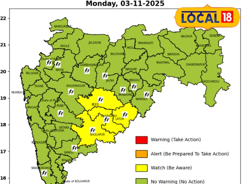 दरम्यान, मोंथा चक्रीवादळाचा प्रभाव कमी झाल्यानंतरही राज्यावरील अवकाळी संकट कायम आहे. मराठवाडा आणि सोलापूर परिसरात पावसाचा जोर पुन्हा वाढत असल्याने चिंता वाढली आहे. येत्या 5 नोव्हेंबरपर्यंत हवामानाची हीच स्थिती राहणार असल्याने शेतकरी आणि नागरिकांना योग्य ती काळजी घ्यावी लागेल. 