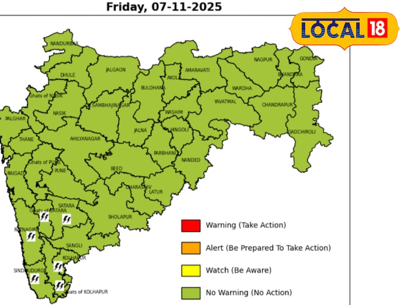 नोव्हेंबर महिन्याच्या पहिल्या आठवड्यात राज्यात सर्वदूर पाऊस झाला. आत मात्र अवकाळी संकट टळल्याचे चित्र असून पावसाने माघार घेतलीये. पावसाने उघडीप दिल्यानंतर हवामानात पुन्हा मोठे बदल जाणवत असून आता थंडीचा कडाका वाढला आहे. शुक्रवार, 7 नोव्हेंबरचा हवामान अंदाज जाणून घेऊ. नोव्हेंबर महिन्याच्या पहिल्या आठवड्यात राज्यात सर्वदूर पाऊस झाला. आत मात्र अवकाळी संकट टळल्याचे चित्र असून पावसाने माघार घेतलीये. पावसाने उघडीप दिल्यानंतर हवामानात पुन्हा मोठे बदल जाणवत असून आता थंडीचा कडाका वाढला आहे. शुक्रवार, 7 नोव्हेंबरचा हवामान अंदाज जाणून घेऊ.